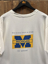Load image into Gallery viewer, Michigan State Vintage 90s This Is Your Brain Tee White ABC Vintage 