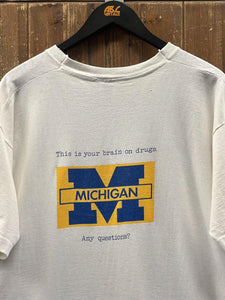 Michigan State Vintage 90s This Is Your Brain Tee White ABC Vintage 