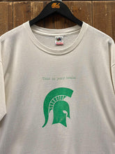 Load image into Gallery viewer, Michigan State Vintage 90s This Is Your Brain Tee White ABC Vintage 