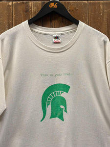 Michigan State Vintage 90s This Is Your Brain Tee White ABC Vintage 