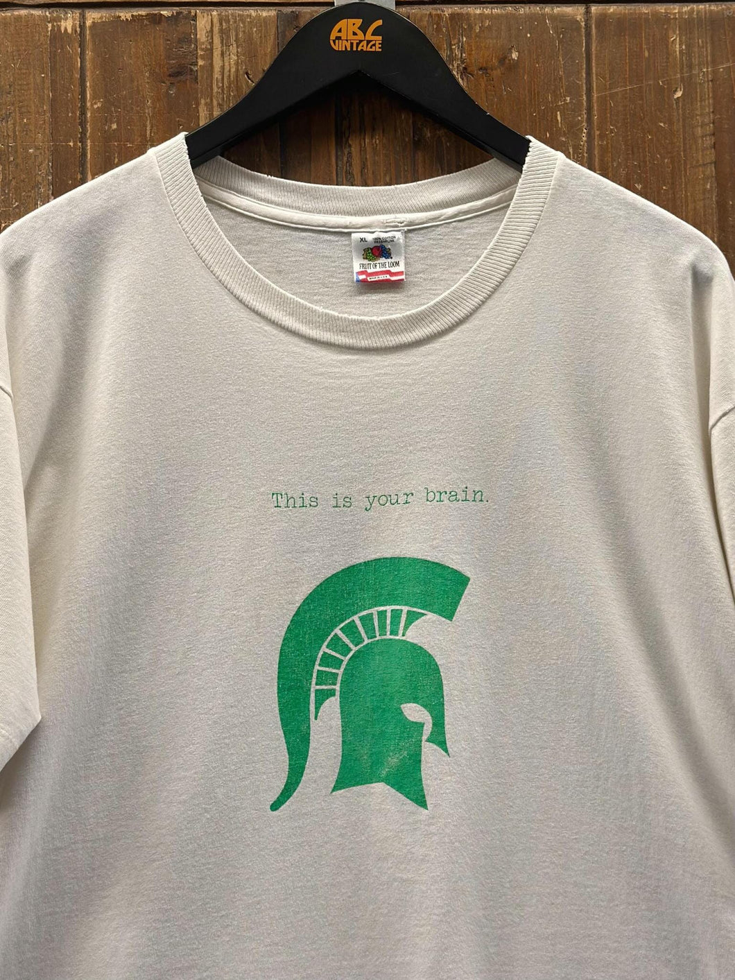 Michigan State Vintage 90s This Is Your Brain Tee White ABC Vintage 