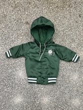 Load image into Gallery viewer, Michigan State Vintage 90s Toddler Hooded Locker Line Satin Bomber Jacket Green ABC Vintage 