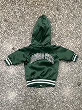 Load image into Gallery viewer, Michigan State Vintage 90s Toddler Hooded Locker Line Satin Bomber Jacket Green ABC Vintage 