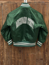 Load image into Gallery viewer, Michigan State Vintage 90s Youth Locker Line Satin Bomber Jacket Green ABC Vintage 
