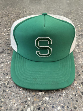 Michigan State Vintage S Logo Trucker Hat Green White ABC Vintage 