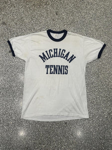 Michigan Tennis Vintage 80s Ringer Tee White Navy ABC Vintage 