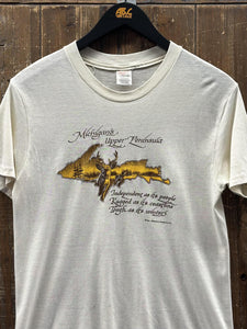 Michigan Upper Peninsula Vintage 1984 Paper Thin Tee Cream ABC Vintage 