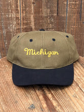 Load image into Gallery viewer, Michigan Vintage 90s Two Tone Snapback Olive Black ABC Vintage 