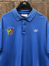 Load image into Gallery viewer, Michigan Wolverines Basketball Team Staff Vintage 90s Nike Polo Shirt Faded Blue ABC Vintage 