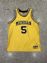 Load image into Gallery viewer, Michigan Wolverines Basketball Vintage 90s Jalen Rose #5 Nike Jersey Yellow ABC Vintage 