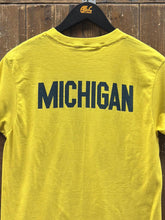 Load image into Gallery viewer, Michigan Wolverines Obliterate Squeeze Woody Blue Vintage 1977 Paper Thin Yellow ABC Vintage 