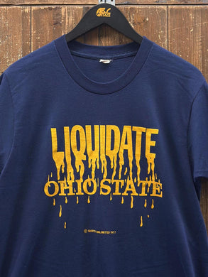 Michigan Wolverines Vintage 1977 Liquidate Ohio State Paper Thin Navy ABC Vintage 