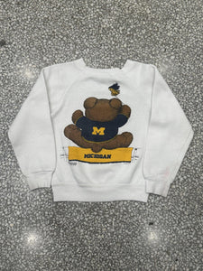 Michigan Wolverines Vintage 1986 Youth Bear Crewneck White ABC Vintage 