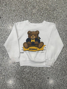 Michigan Wolverines Vintage 1986 Youth Bear Crewneck White ABC Vintage 