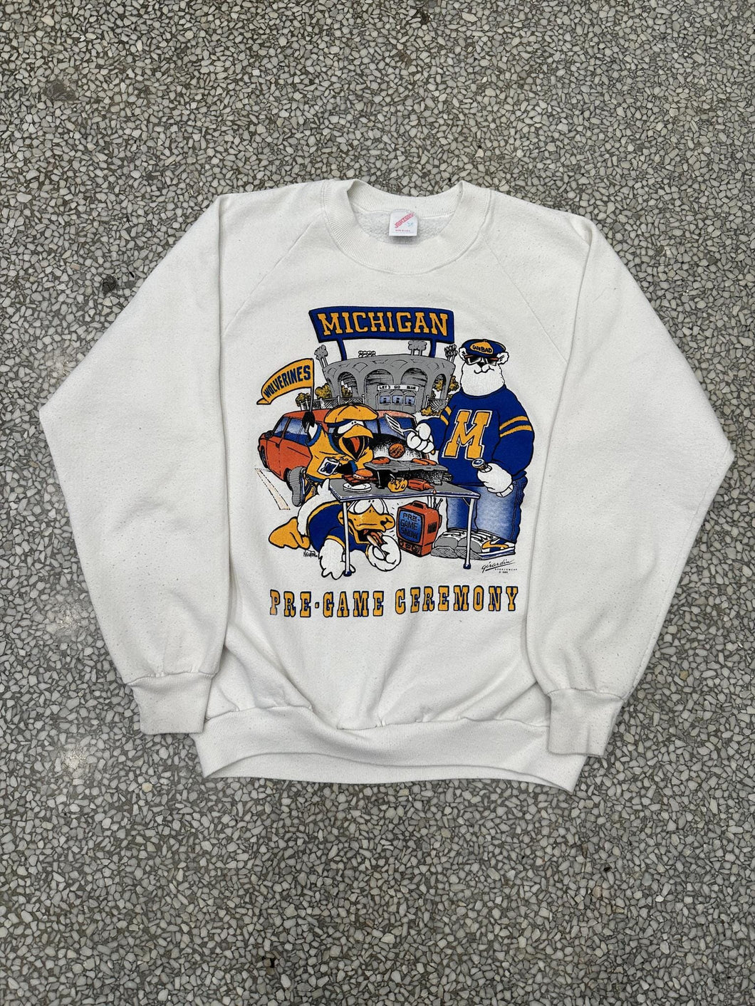 Michigan Wolverines Vintage 1988 Pre-game Ceremony Crewneck White ABC Vintage 