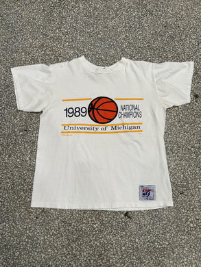 Michigan Wolverines Vintage 1989 Basketball National Champions White ABC Vintage 
