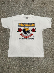 Michigan Wolverines Vintage 1989 Rose Bowl Big Ten Champions Tee White ABC Vintage 