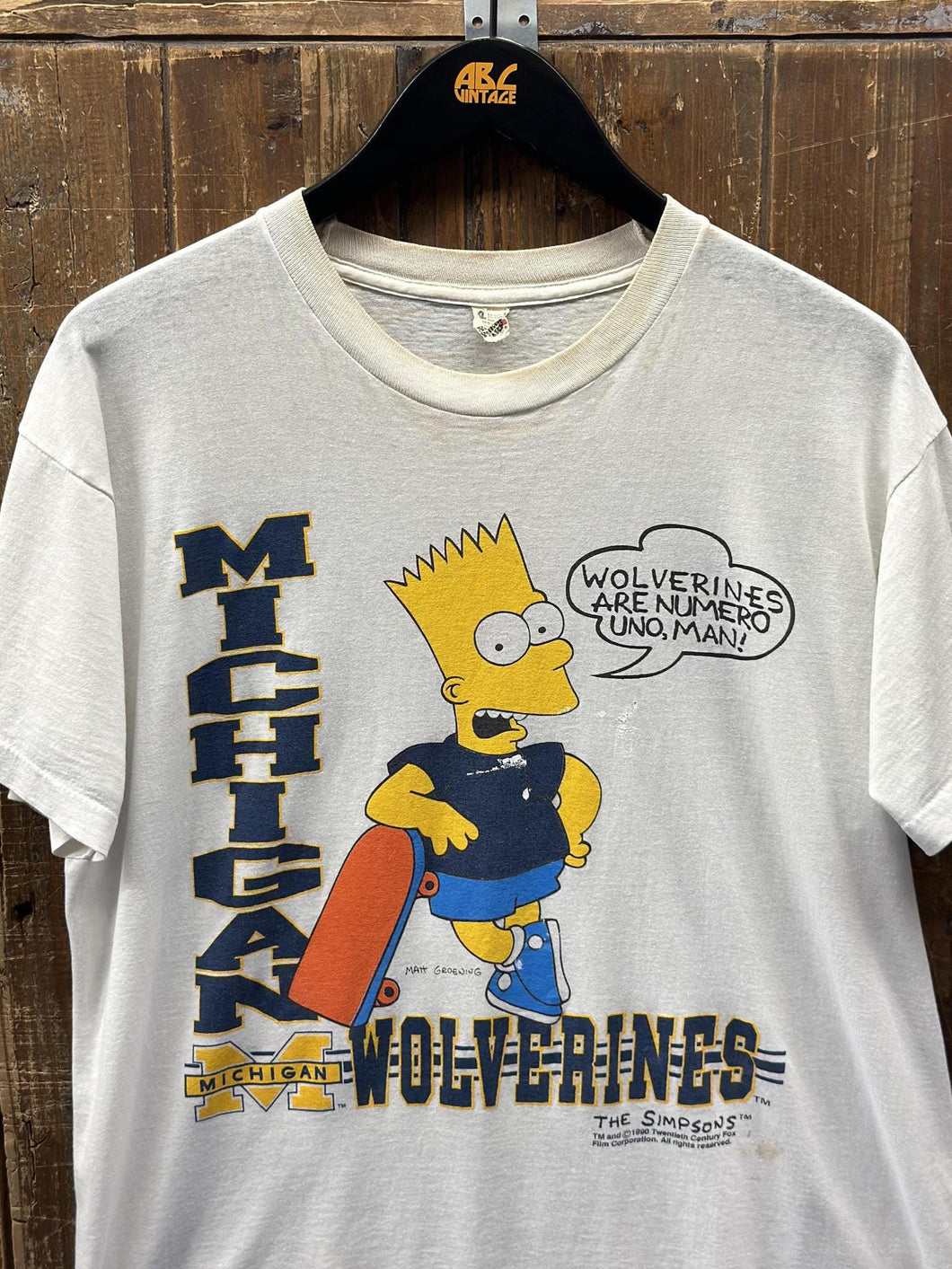 Michigan Wolverines Vintage 1990 Bart Simpson Paper Thin ABC Vintage 
