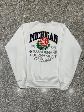 Michigan Wolverines Vintage 1993 Pasadena Tournament of Roses Crewneck White ABC Vintage 