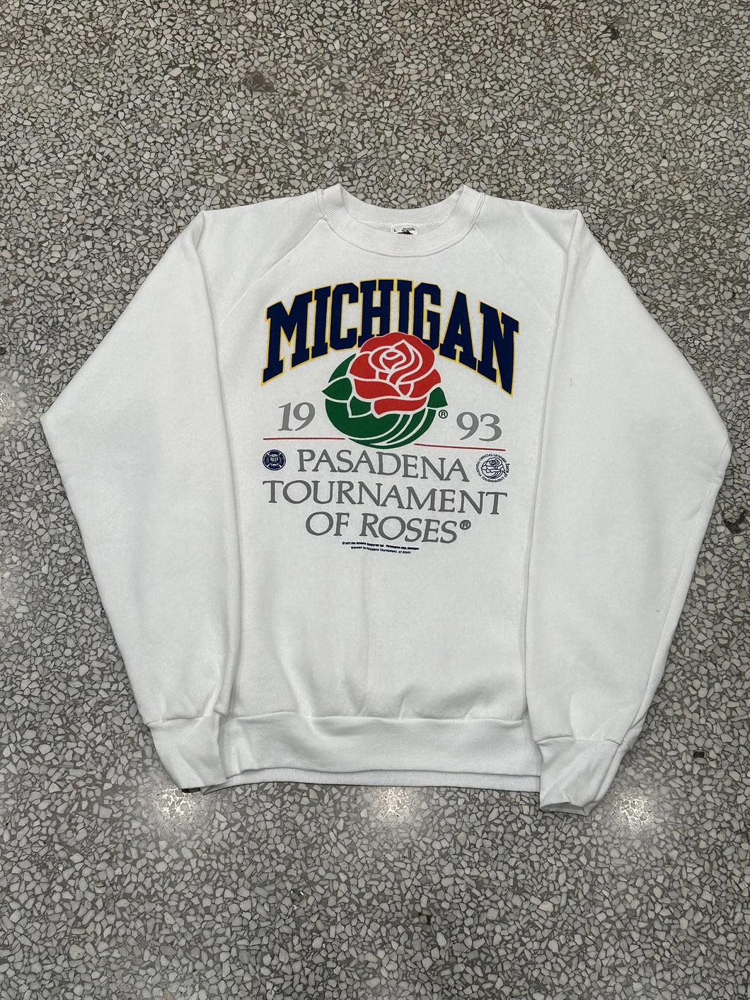 Michigan Wolverines Vintage 1993 Pasadena Tournament of Roses Crewneck White ABC Vintage 