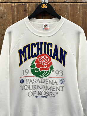Michigan Wolverines Vintage 1993 Pasadena Tournament of Roses Crewneck White ABC Vintage 