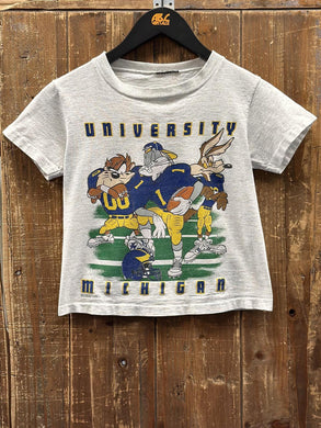 Michigan Wolverines Vintage 1993 Youth Looney Tunes Tee Grey ABC Vintage 