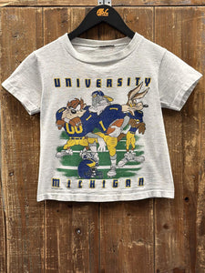 Michigan Wolverines Vintage 1993 Youth Looney Tunes Tee Grey ABC Vintage 