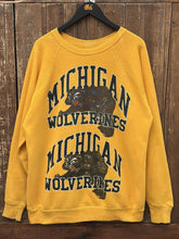 Load image into Gallery viewer, Michigan Wolverines Vintage 80s Sample Print Crewneck Yellow ABC Vintage 
