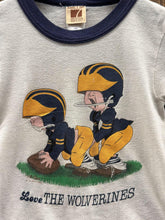 Load image into Gallery viewer, Michigan Wolverines Vintage 80s Youth Love The Wolverines Ringer Tee White Navy ABC Vintage 