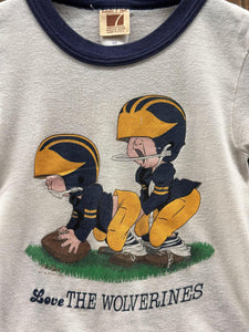 Michigan Wolverines Vintage 80s Youth Love The Wolverines Ringer Tee White Navy ABC Vintage 