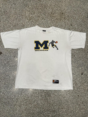 Michigan Wolverines Vintage 90s AND 1 Tee Faded White ABC Vintage 