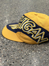 Load image into Gallery viewer, Michigan Wolverines Vintage 90s Cross Logo Hat Yellow Navy ABC Vintage 