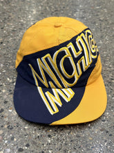 Load image into Gallery viewer, Michigan Wolverines Vintage 90s Cross Logo Hat Yellow Navy ABC Vintage 