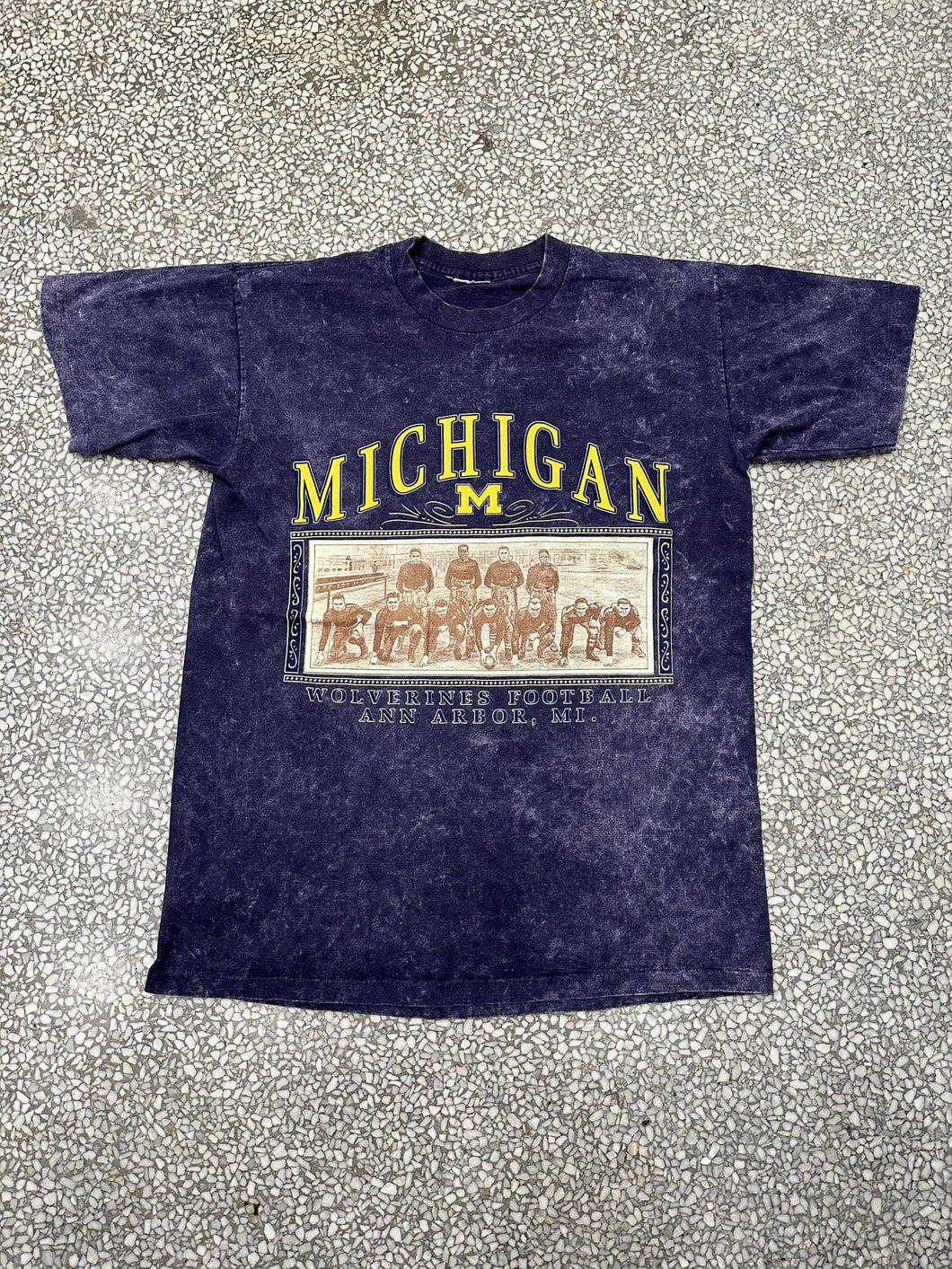 Michigan Wolverines Vintage 90s Football Team Roster Overdyed Navy ABC Vintage 