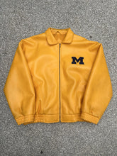 Load image into Gallery viewer, Michigan Wolverines Vintage 90s Leather Jacket Gold ABC Vintage 