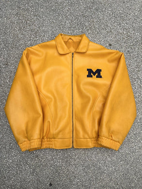 Michigan Wolverines Vintage 90s Leather Jacket Gold ABC Vintage 