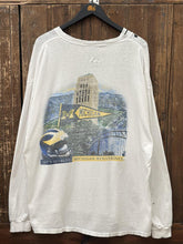 Load image into Gallery viewer, Michigan Wolverines Vintage 90s Let's Go Blue Stadium L/S Tee Faded White ABC Vintage 