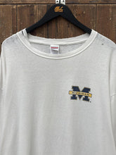 Load image into Gallery viewer, Michigan Wolverines Vintage 90s Let's Go Blue Stadium L/S Tee Faded White ABC Vintage 