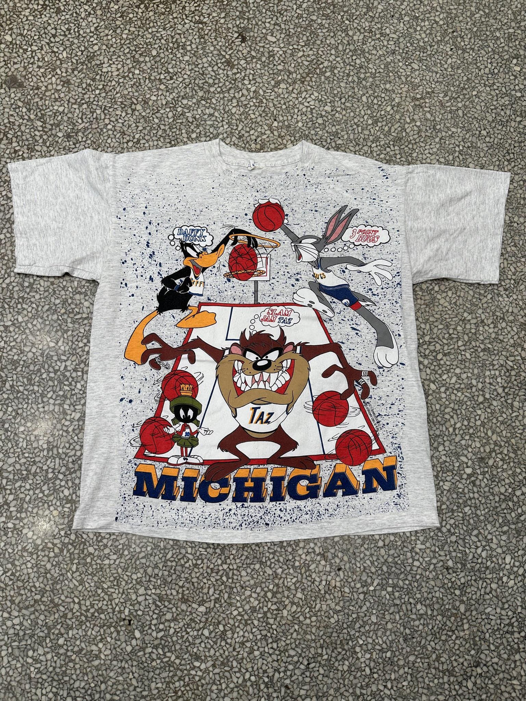 Michigan Wolverines Vintage 90s Looney Tunes Basketball Team Grey ABC Vintage 
