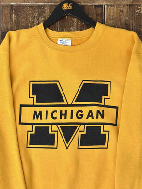 Michigan Wolverines Vintage 90s Reverse Weave Champion Crewneck Gold ABC Vintage 