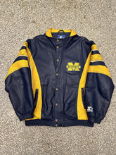 Load image into Gallery viewer, Michigan Wolverines Vintage 90s Starter Full Leather Jacket ABC Vintage 