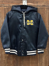 Load image into Gallery viewer, Michigan Wolverines Vintage 90s Youth Hooded Chalk Line Satin Jacket Navy ABC Vintage 