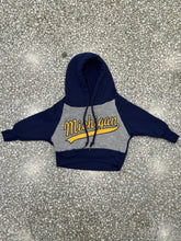 Load image into Gallery viewer, Michigan Wolverines Vintage 90s Youth Hoodie Navy Grey ABC Vintage 
