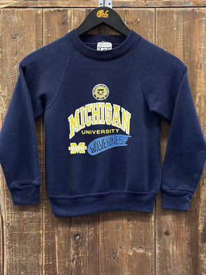 Michigan Wolverines Vintage 90s Youth Lee Crewneck Navy ABC Vintage 
