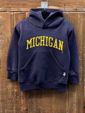 Michigan Wolverines Vintage 90s Youth Spell Out Russell Hoodie Navy ABC Vintage 