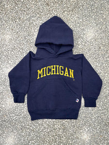 Michigan Wolverines Vintage 90s Youth Spell Out Russell Hoodie Navy ABC Vintage 