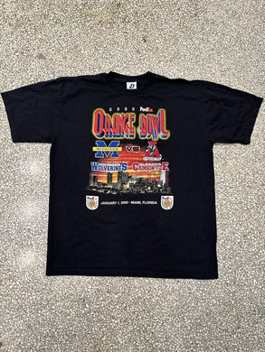 Michigan Wolverines VS Alabama Crimson Tide Vintage 2000 Orange Bowl Tee Black ABC Vintage 