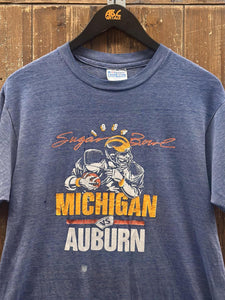 Michigan Wolverines vs Auburn Vintage 1984 Sugar Bowl Tee Paper Thin Navy ABC Vintage 