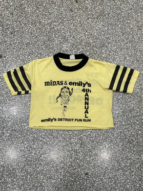 Midas & Emily's Detroit Run Say Nice Things About Detroit Vintage 80s Cropped Tee Paper Thin Yellow ABC Vintage 