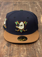 Load image into Gallery viewer, Mighty Duck New Era Fitted Cap Navy Brown ABC Vintage 